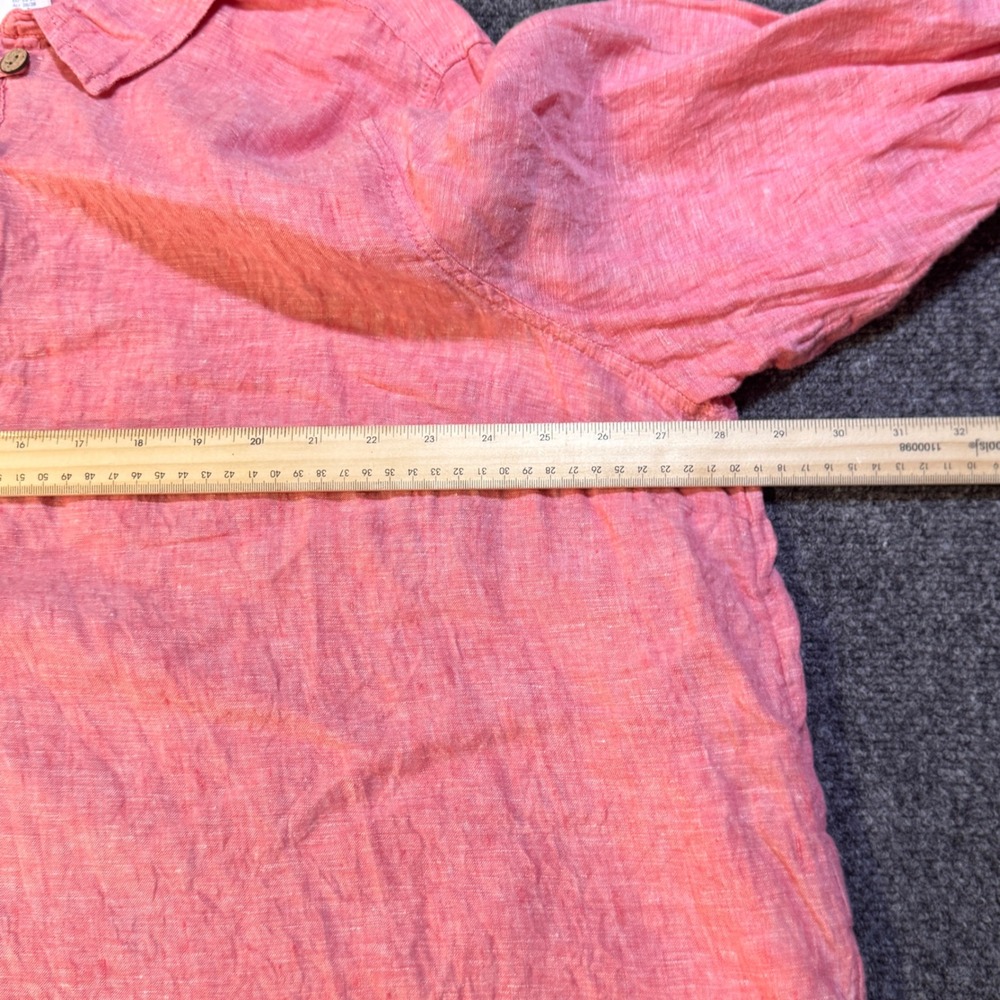 Sigrid Olsen Linen Tunic Women 3X Pink Henley Roll Tab Coastal Boho Lagenlook - Picture 5 of 9